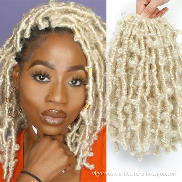 Wholesale price for african hair faux locs crochet private label braids pre stretched butterfly locs synthetic braiding hair